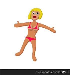 Sex doll icon in cartoon style on a white background. Sex doll icon, cartoon style
