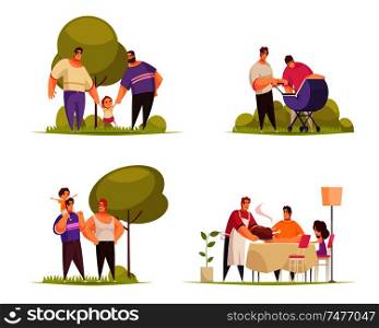Sex homosexual lgbt design concept with doodle compositions of same-sex partners gay family with children vector illustration
