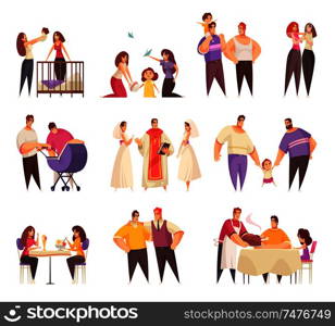 Sex homosexual lgbt lesbian gay bisexual transgender family set of isolated doodle style cartoon human characters vector illustration