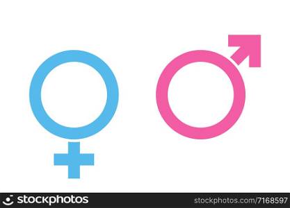 Sex or male vector icons isolated on white background blue and pink colors. Female symbol. Male sex icon. Gender sign. EPS 10