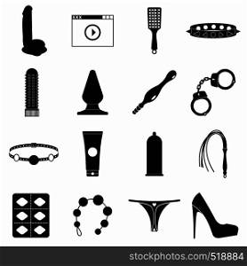 Sex shop icons set in simple style on a white background. Sex shop icons set, simple style