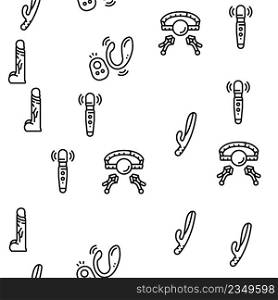 Sex Toy And Sexy Accessories Vector Seamless Pattern Thin Line Illustration. Sex Toy And Sexy Accessories Vector Seamless Pattern