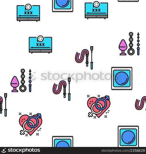 Sex Toy And Sexy Accessories Vector Seamless Pattern Thin Line Illustration. Sex Toy And Sexy Accessories Vector Seamless Pattern