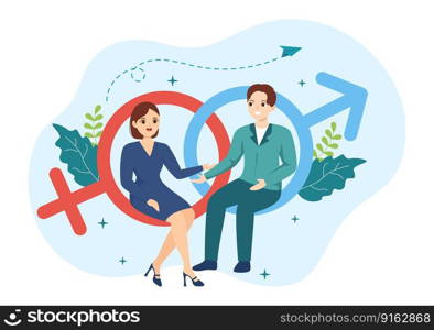 Sexism Illustration with Gender Inequality Between Men and Women in Workplace or Social in Stop Discrimination Cartoon Hand Drawn Templates