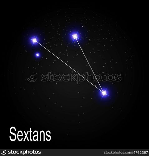 Sextans Constellation with Beautiful Bright Stars on the Background of Cosmic Sky Vector Illustration EPS10. Sextans Constellation with Beautiful Bright Stars on the Backgro
