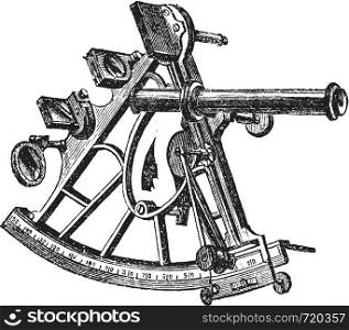 Sextant, vintage engraving. Old engraved illustration of Sextant isolated on a white background.