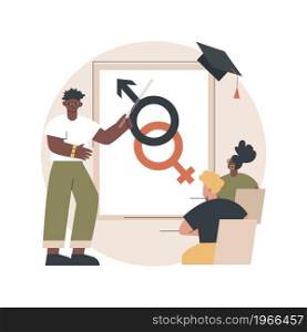 Sexual education abstract concept vector illustration. Sexual health teaching, sex education lesson at school, human sexuality, emotional relations and responsibilities abstract metaphor.. Sexual education abstract concept vector illustration.