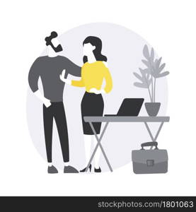 Sexual harassment abstract concept vector illustration. sexual bullying, abnormal labor relationship, abuse and assault, harassment relationships, online social interactions abstract metaphor.. Sexual harassment abstract concept vector illustration.