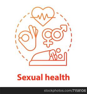 Sexual health red gradient concept icon. Protected sex idea thin line illustration. Contraception, reproductive system, STIs. Sex education, healthcare. Vector isolated outline drawing