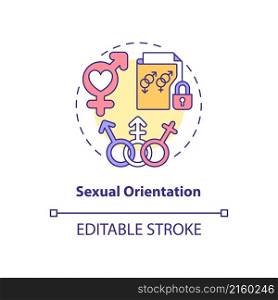 Sexual orientation concept icon. Personal data. Sensitive information abstract idea thin line illustration. Isolated outline drawing. Editable stroke. Roboto-Medium, Myriad Pro-Bold fonts used. Sexual orientation concept icon