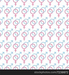 Sexual orientation icons,symbol,sign in flat style. Gender background. Male and female combination. Vector seamless pattern.
