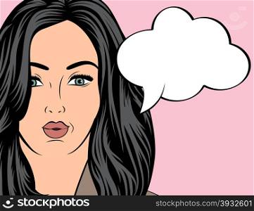 sexy beautiful woman with customizable message, vector illustration
