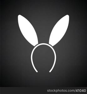 Sexy bunny ears icon. Black background with white. Vector illustration.