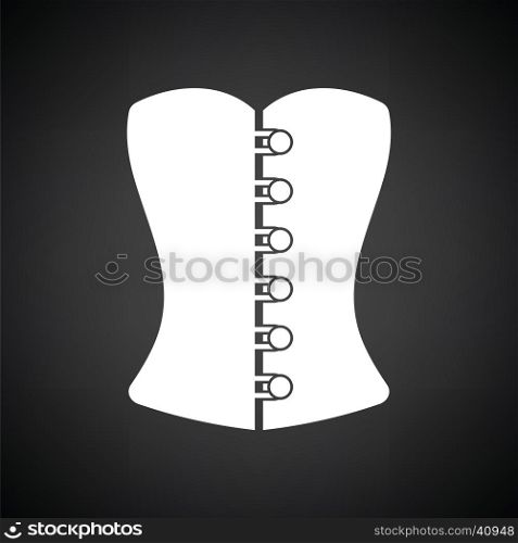 Sexy corset icon. Black background with white. Vector illustration.