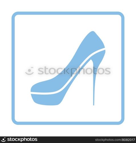 Sexy high heel shoe icon. Blue frame design. Vector illustration.