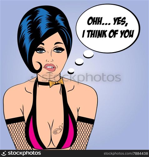 sexy horny woman in comic style, xxx vector illustration