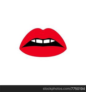 Sexy lips, female beautiful open mouth, red Illustration drawn in the comics style. Sexy woman red lips, female open beauty mouth