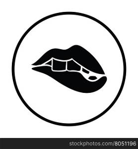 Sexy lips icon. Thin circle design. Vector illustration.