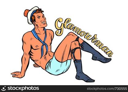 sexy pinup sailor man. Pop art retro vector illustration vintage kitsch. sexy pinup sailor man