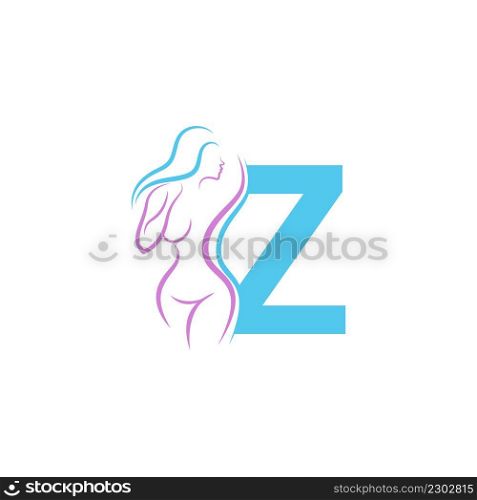 Sexy woman icon in front of letter Z illustration template vector