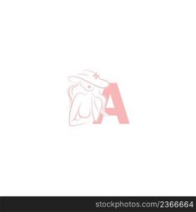 Sexy woman illustration design with letter A icon vector