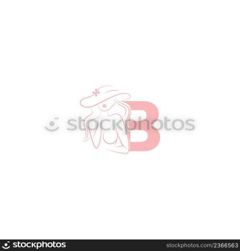 Sexy woman illustration design with letter B icon vector