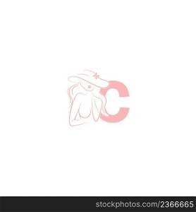 Sexy woman illustration design with letter C icon vector