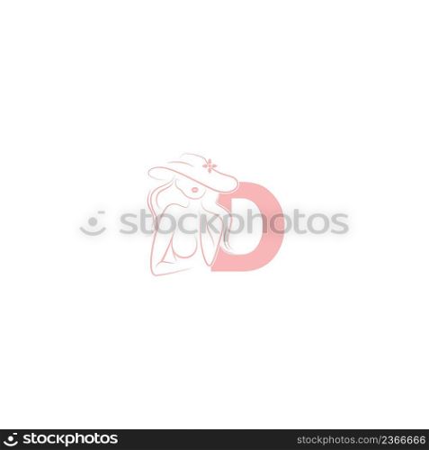 Sexy woman illustration design with letter D icon vector