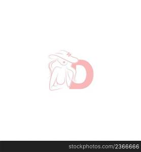 Sexy woman illustration design with letter D icon vector