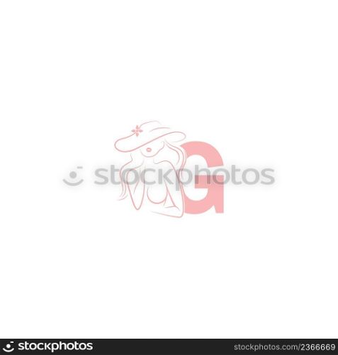 Sexy woman illustration design with letter G icon vector