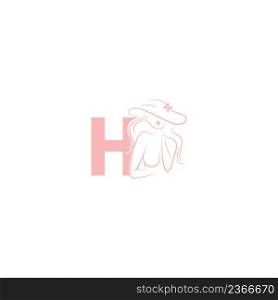 Sexy woman illustration design with letter H icon vector