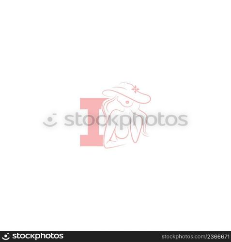 Sexy woman illustration design with letter I icon vector