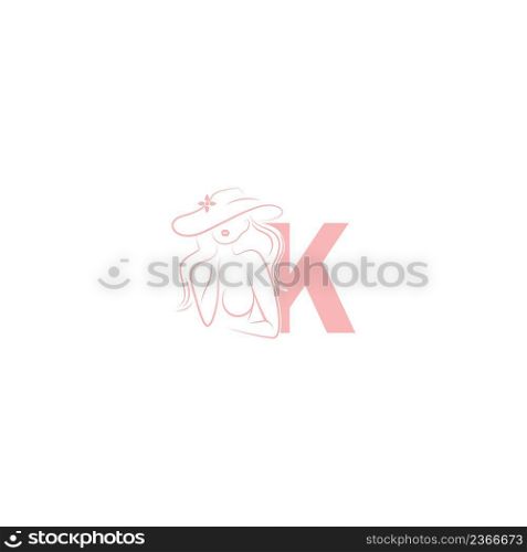 Sexy woman illustration design with letter K icon vector