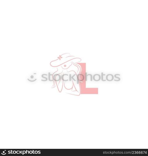 Sexy woman illustration design with letter L icon vector