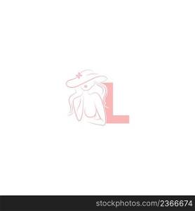 Sexy woman illustration design with letter L icon vector