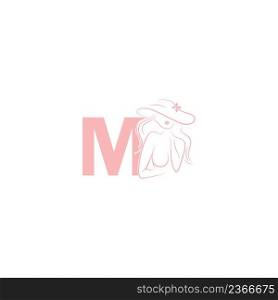 Sexy woman illustration design with letter M icon vector