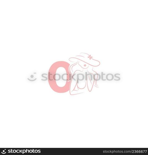 Sexy woman illustration design with letter O icon vector