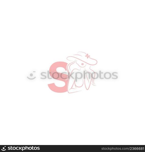 Sexy woman illustration design with letter S icon vector