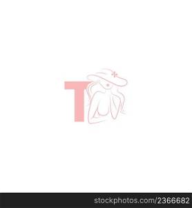 Sexy woman illustration design with letter T icon vector