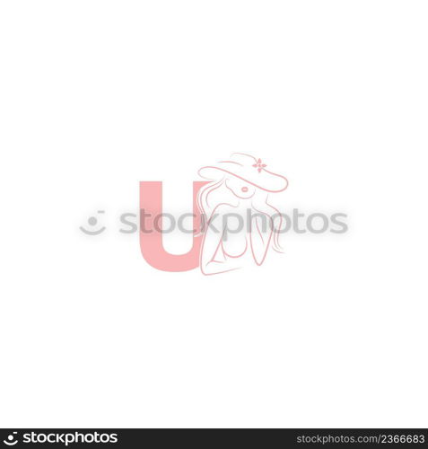 Sexy woman illustration design with letter U icon vector