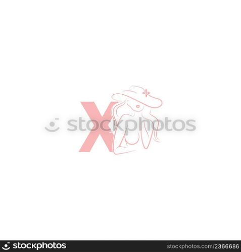 Sexy woman illustration design with letter X icon vector