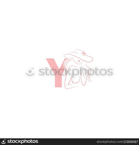 Sexy woman illustration design with letter Y icon vector