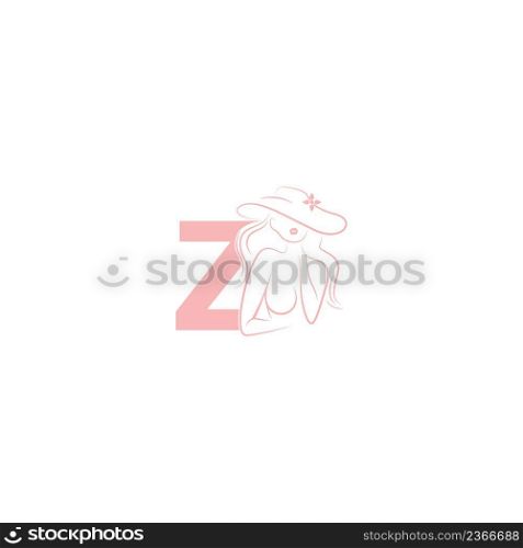 Sexy woman illustration design with letter Z icon vector