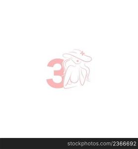 Sexy woman illustration design with number 3 icon vector