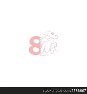 Sexy woman illustration design with number 8 icon vector