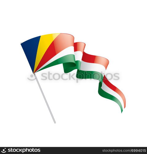 Seychelles national flag, vector illustration on a white background. Seychelles flag, vector illustration on a white background