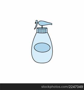 Sh&oo in a bottle with a spray bottle. Cleaning agent for cleaning the house. Liquid soap. Vector illustration in cartoon style.