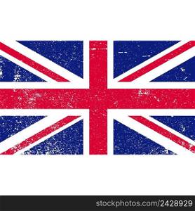 shabby British flag, vector flag GB grunge style, United Kingdom UK grunge, old, scratched style flag