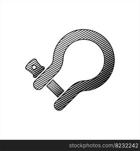 Shackle Icon, Gyve Icon, U Shaped Piece Of Metal With A Clevis Pin, Bolt Vector Art Illustration