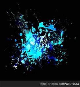 Shades of blue grunge abstract ink splat background